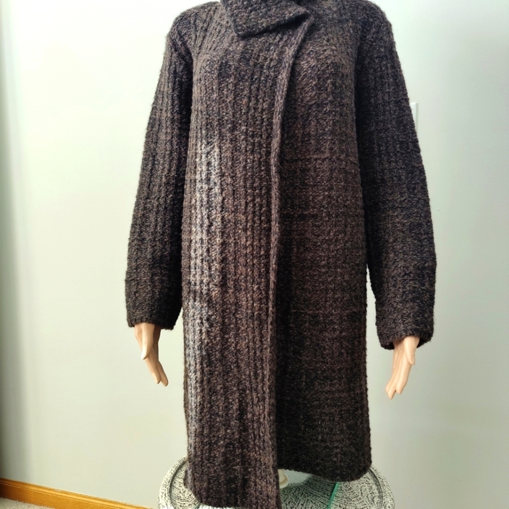 Eileen Fisher Organic Wool Long Open Front Cardigan